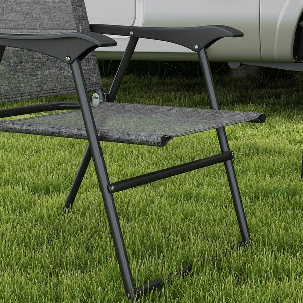 Outsunny Folding Patio Chairs，Set of 4 Camping Chairs with Armrests