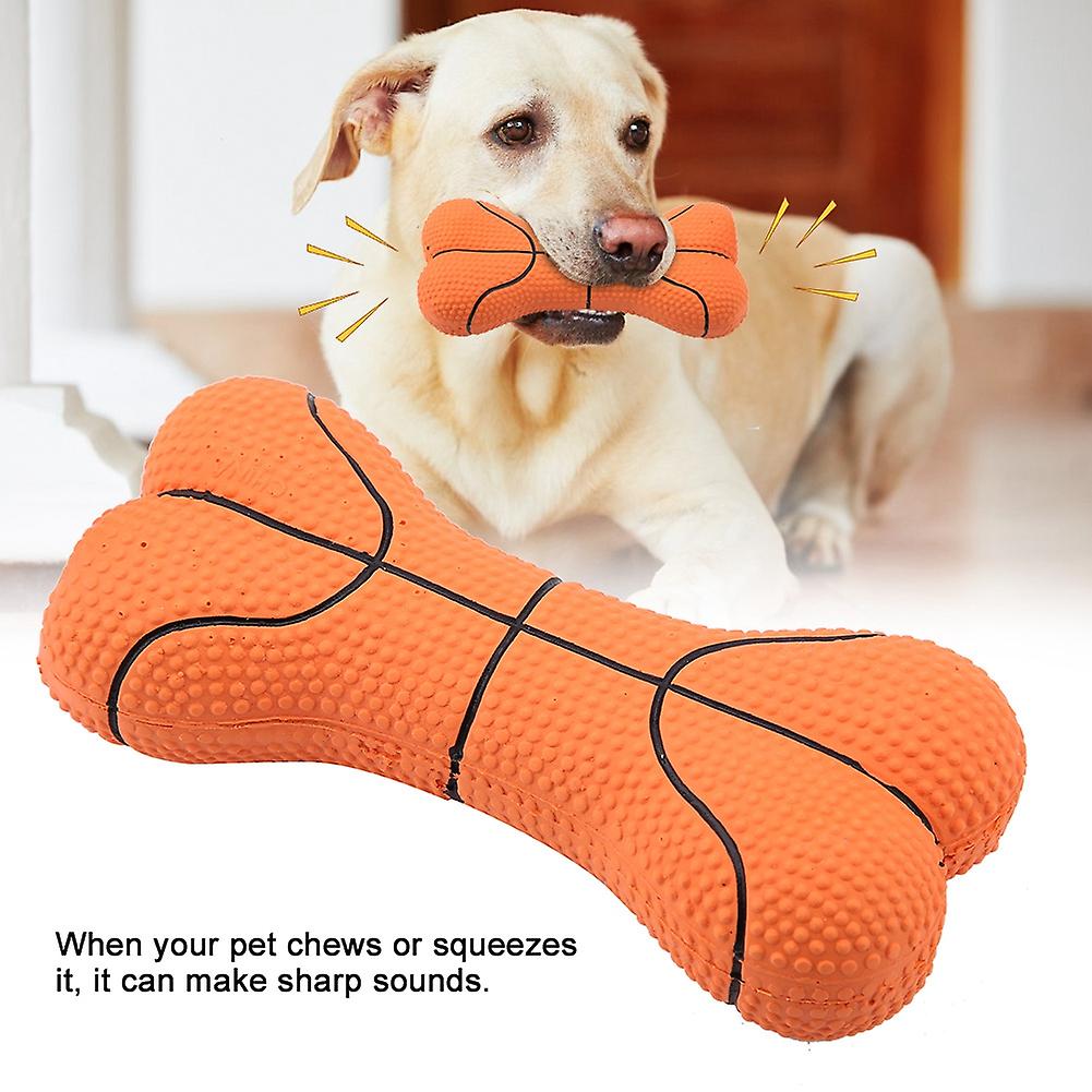 Pet Dog Toy Bite Resistant Natural Latex Bone Puppy Chew Toys(basketball)