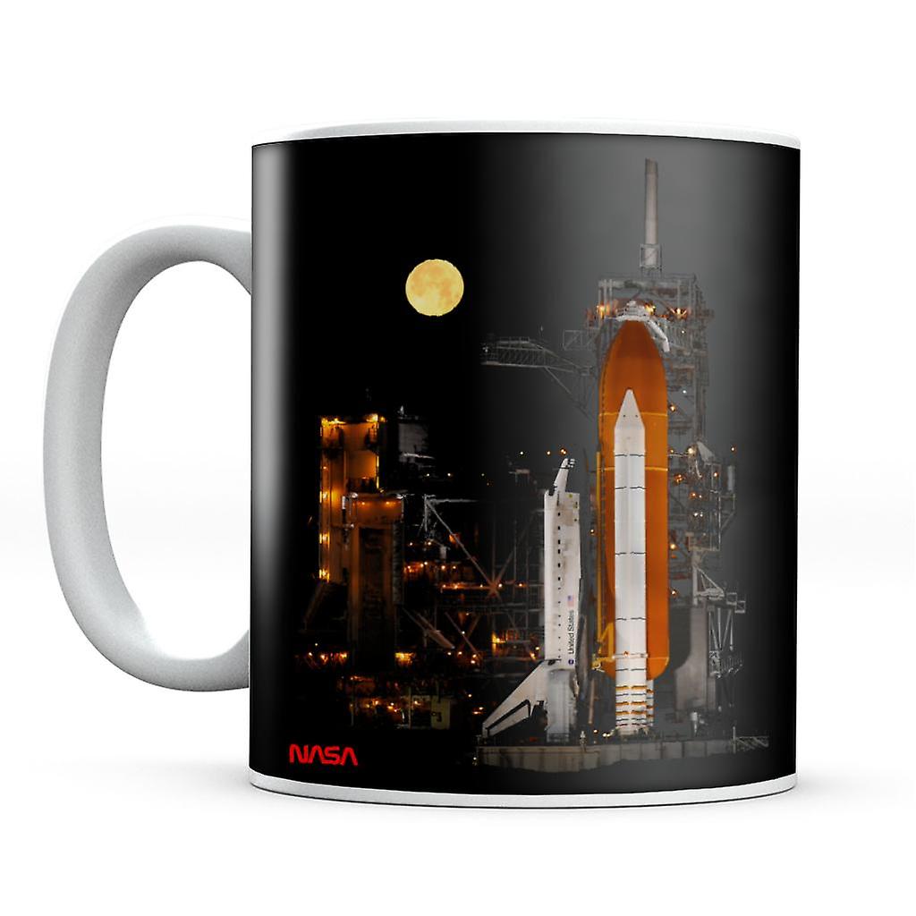 NASA STS 110 Discovery Shuttle At Launch Pad Mug