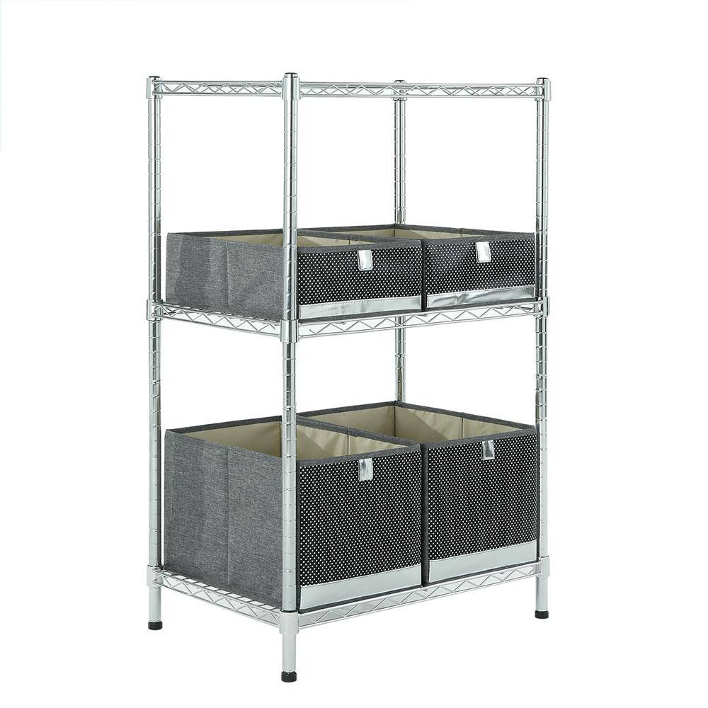 MZG Chrome 3-Tier Steel Shelving 15.7 in. x 23.6 in. x 37.5 in. 406095OFH301SG