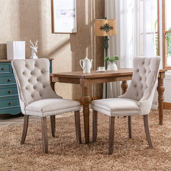 2Pcs High-end Tufted Velvet Dining Chair