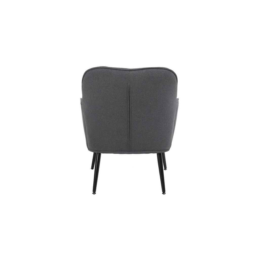 Modern Sloped Arms Armchair Dark Gray Velvet Barrel Chair Lounge Chairs Button Tufted Dining Desk Chairs Single Sofa Side Chairs