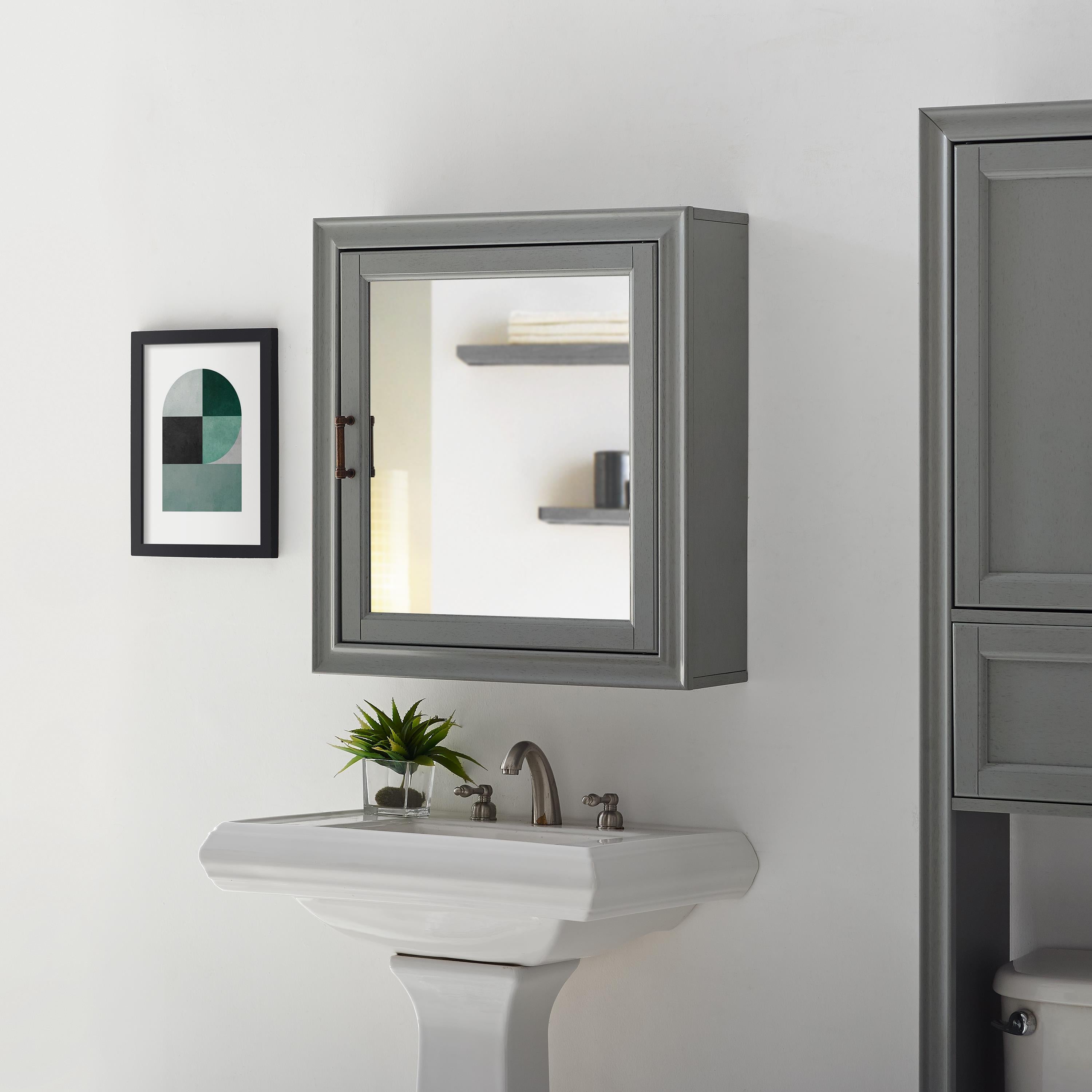 TARA BATH MIRROR CABINET IN VINTAGE GREY