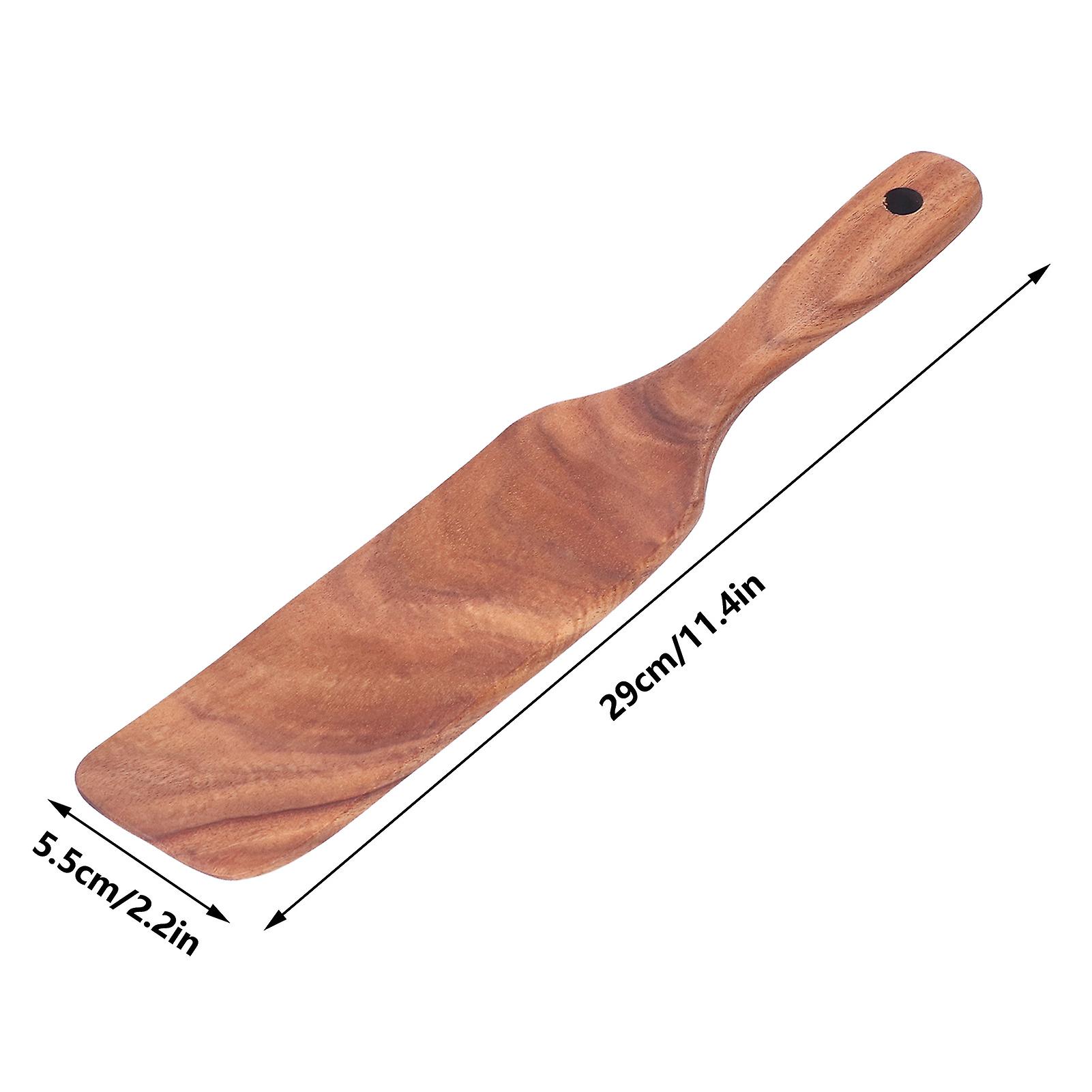 Wooden Cooking Spatula Teak Spurtle Non-stick Pizza Spatula Kitchen Utensils Cooking Stirring Mixing Serving[29*5.5 Cm]