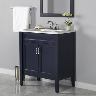 Home Decorators Collection Skylark 30.25 in. W x 18.75 in. D Bath Vanity in Blue with Cultured Marble Vanity Top in White with Integrated Sink B30X20154