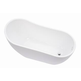 Vanity Art Clermont 59 in. Acrylic Freestanding Flatbottom Bathtub in White VA6904-S