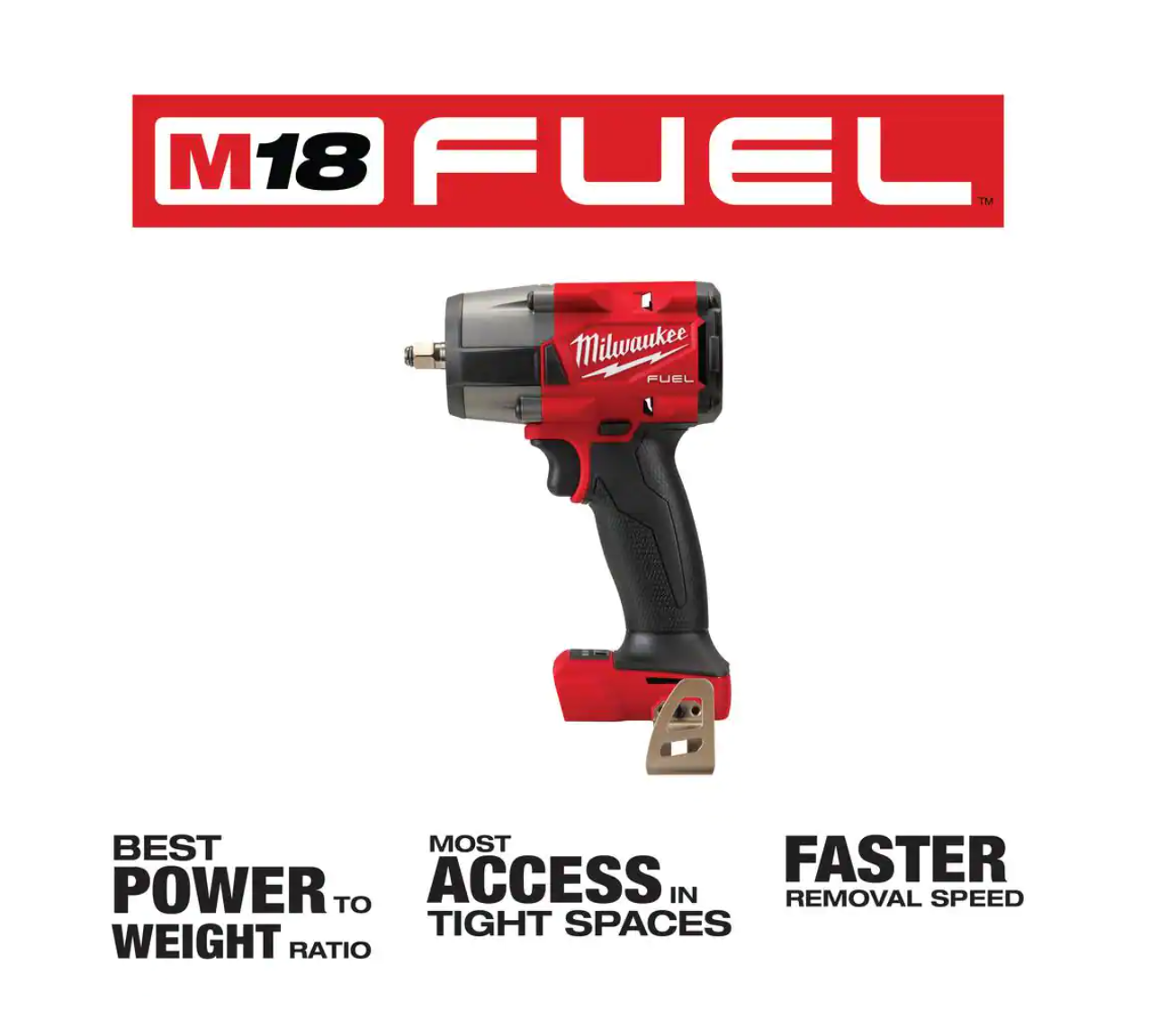 Milwaukee 2960-20-49-16-2960 M18 FUEL 18V Lithium-Ion Mid Torque Brushless Cordless 3/8 in. Impact Wrench with Friction Ring， Protective Boot