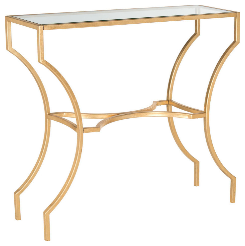 Silas Console  Gold/Tempered Glass Top   Contemporary   Console Tables   by Rustic Home Furniture Deco  Houzz