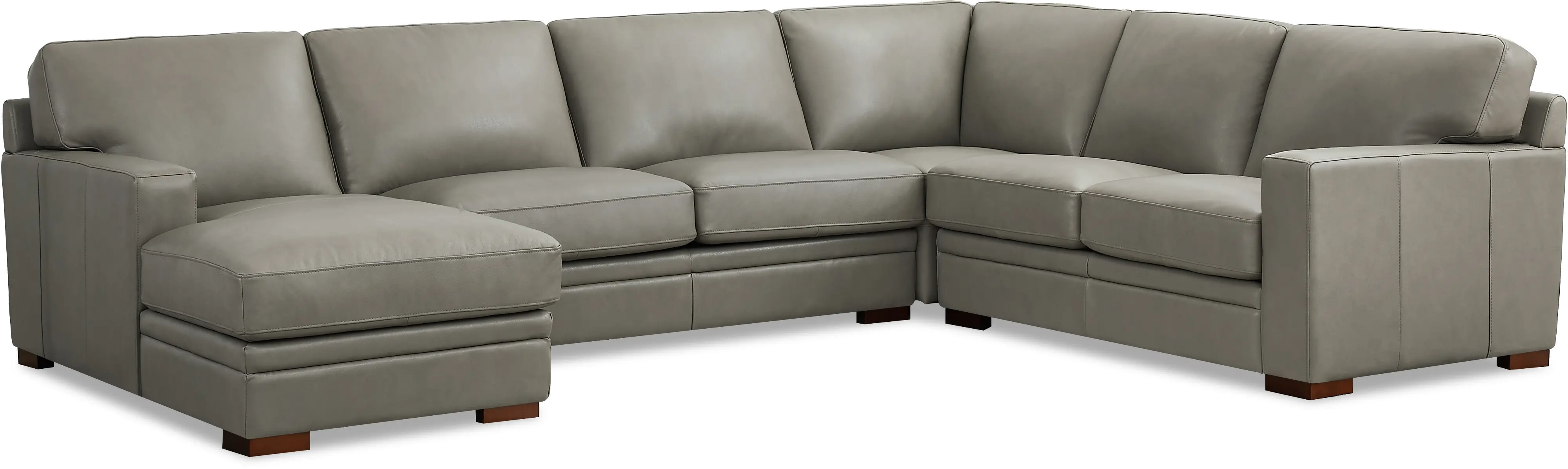 Chatsworth Gray Leather 4 Piece Sectional with Left-Facing Chaise