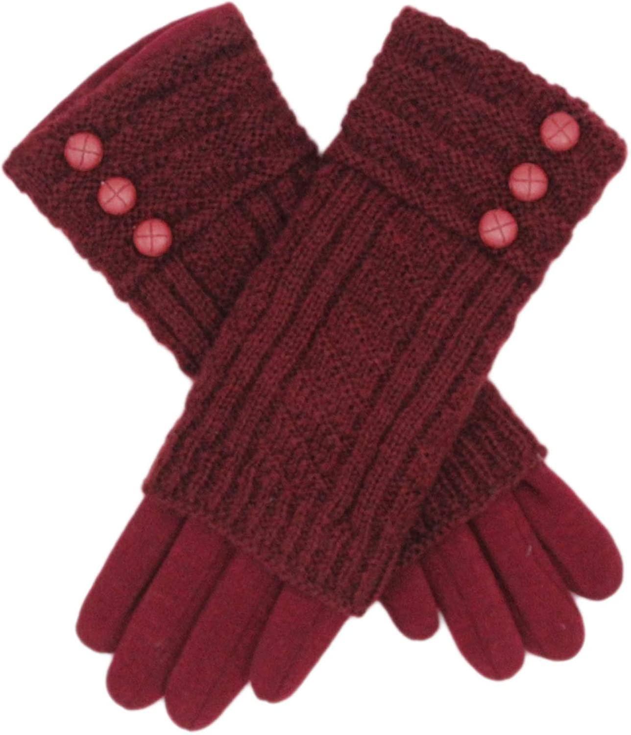 Winter Warm Knit Fingerless + Touchscreen Texting Thick Cotton Full Gloves 2-in-1