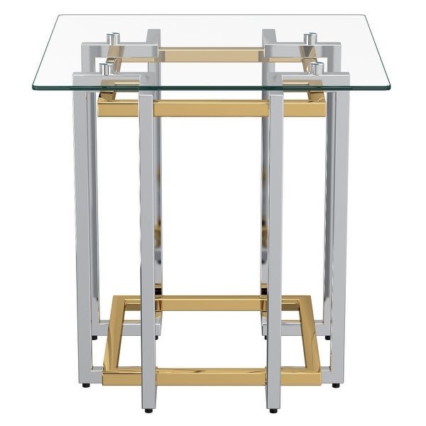 Contemporary Glass and Metal Accent Table