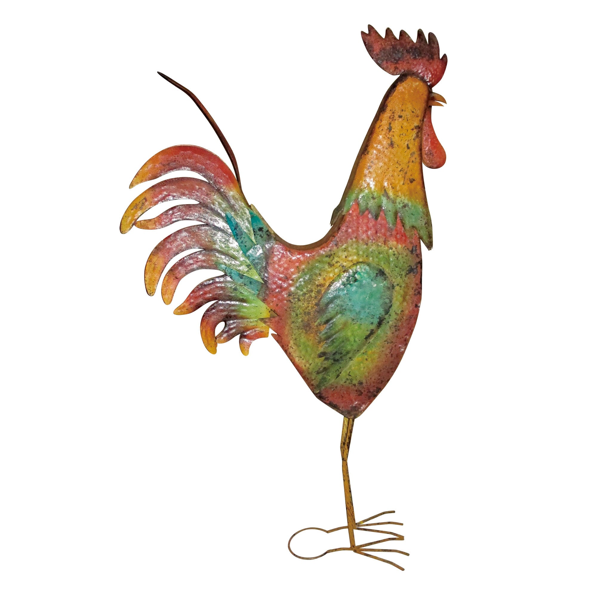 Backyard Expressions 63 Inch Metal Rooster Decorative Garden Statue