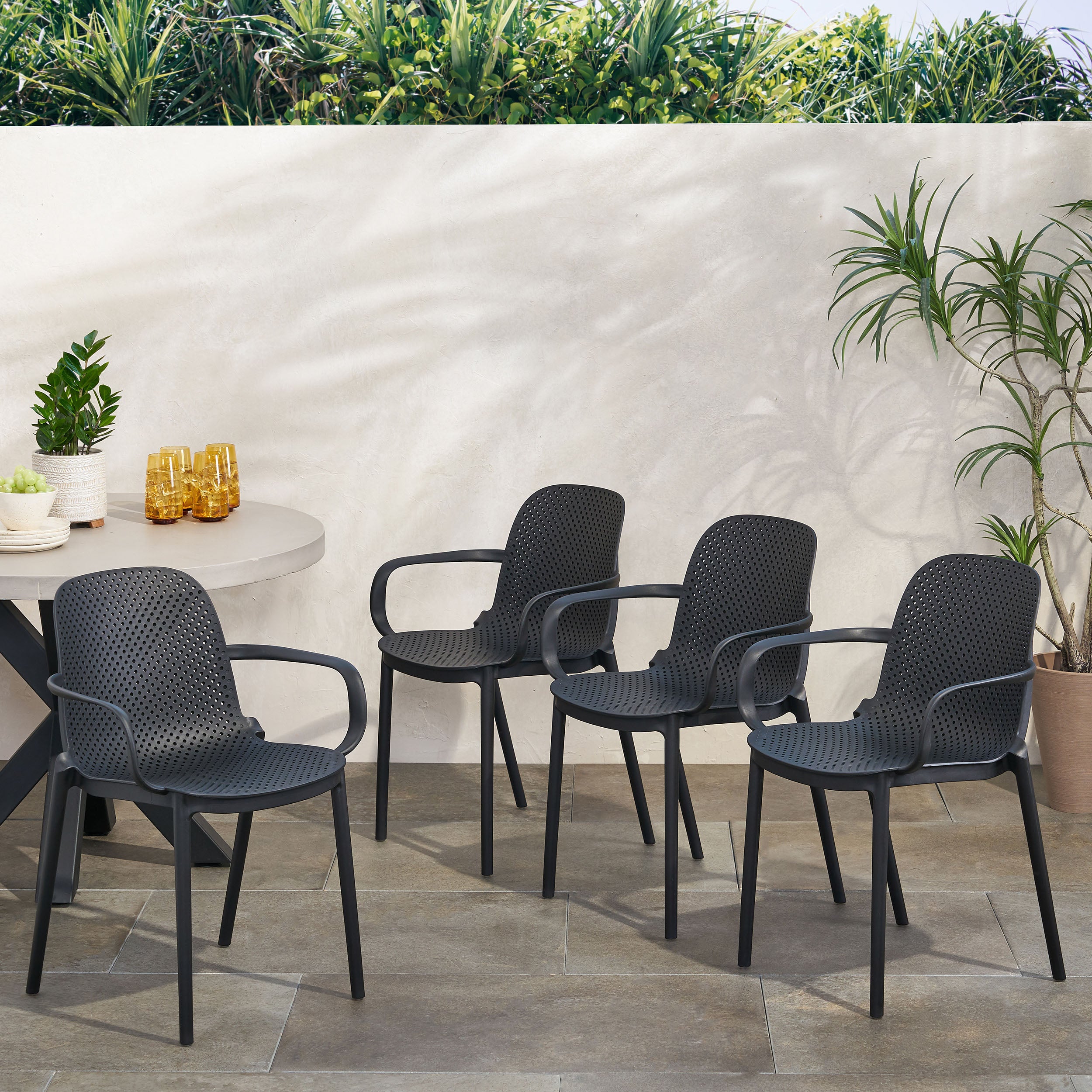 Cecelia Outdoor Modern Stacking Dining Chairs