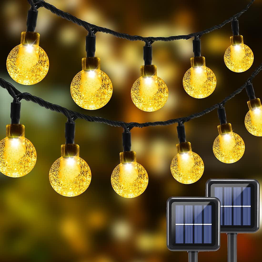 Solar Lights For Outside 60 Leds String Lights Outdoor Waterproof Patio Garden Decor Camping Lights 8 Modes Globe Patio Lights Balcony Party Holiday C