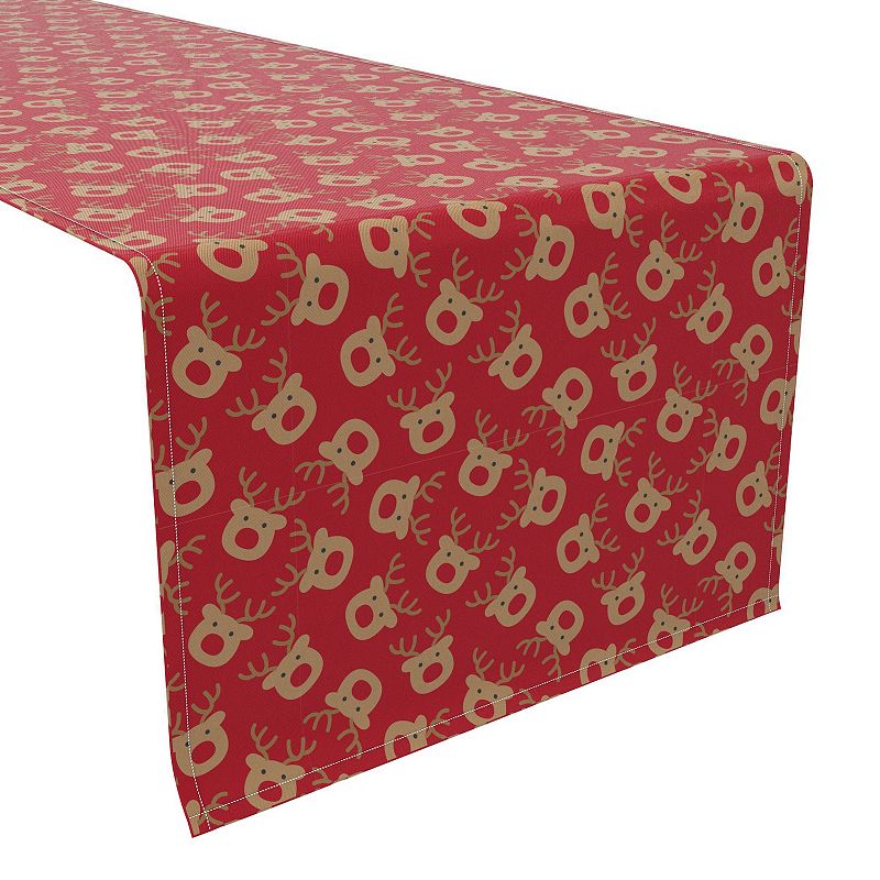 Table Runner， 100% Cotton， 16x108， Festive Reindeer Allover