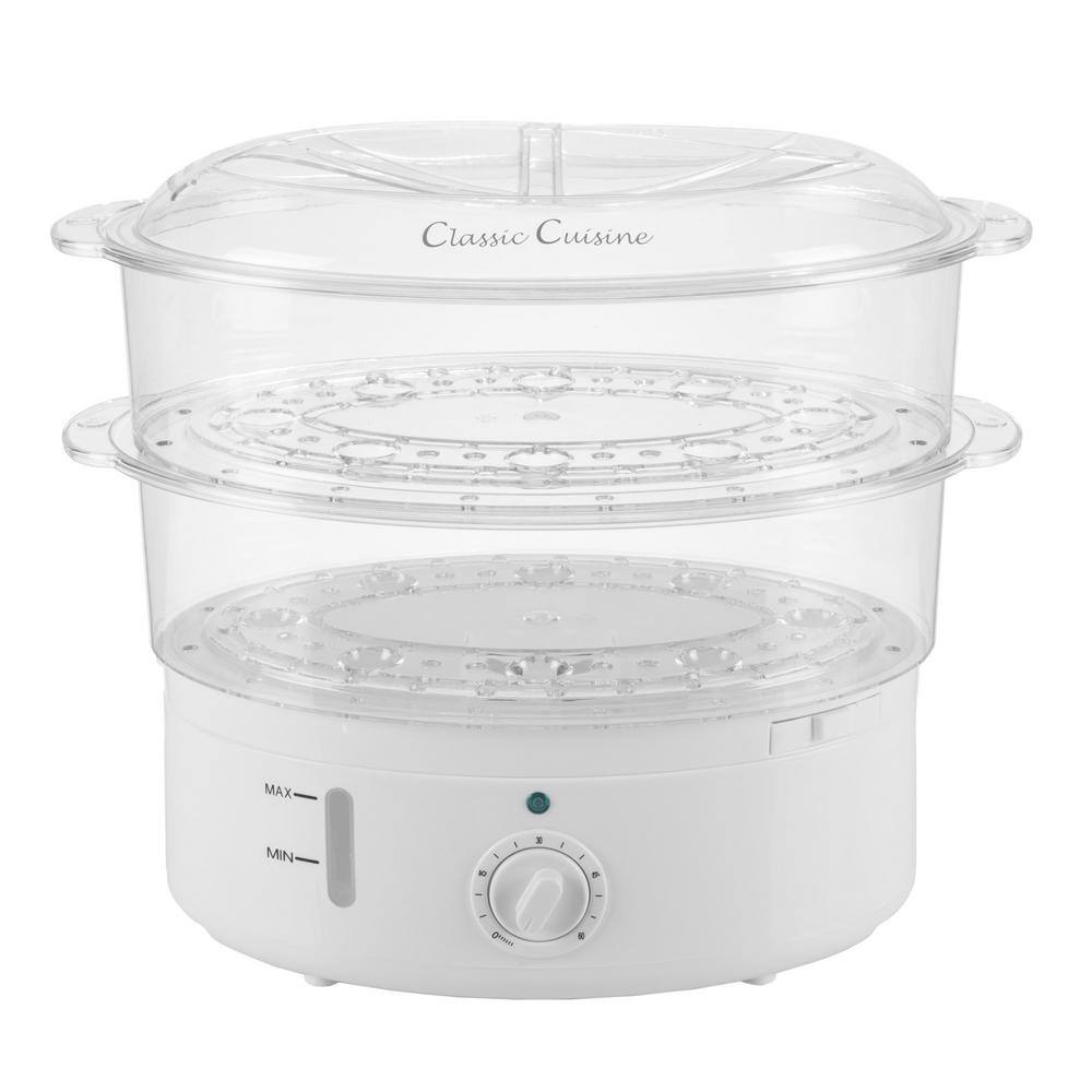 Classic Cuisine 25 Cup White Electric Rice Cooker with Vegetable Steamer 82-KIT1012