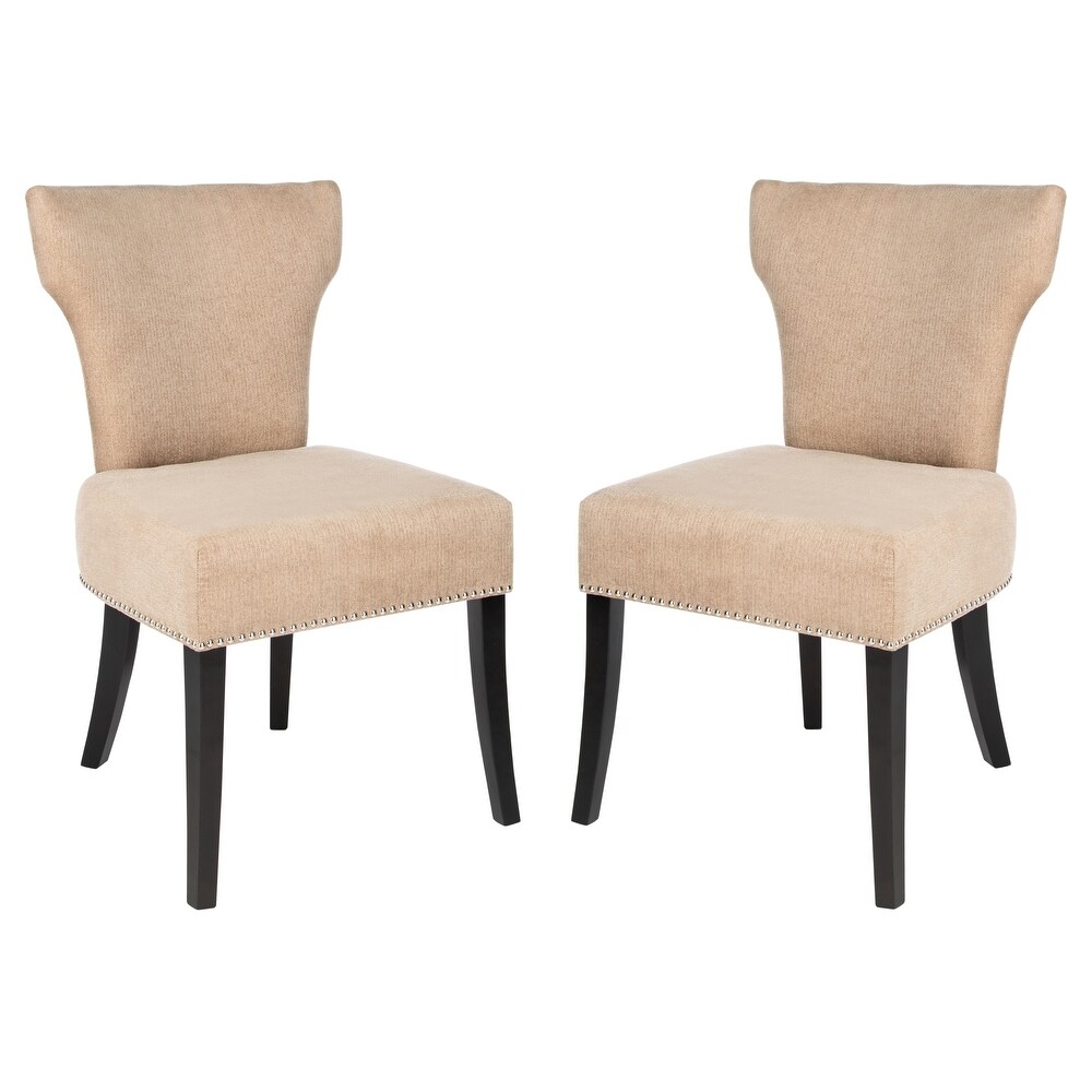 SAFAVIEH Dining Matty Wheat Polyester Nailhead Dining Chairs (Set of 2)   22.8\