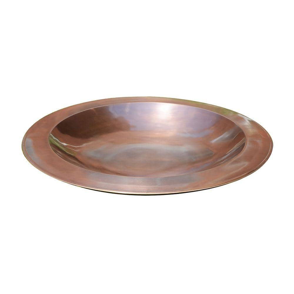 ACHLA DESIGNS 24 in. Dia Antique Copper Plated Large Brass Classic Birdbath with Shallow Rimmed Bowl CBB-01