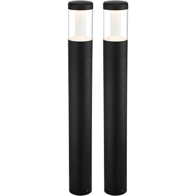 High Black Led Landscape Bollards Set Of 2