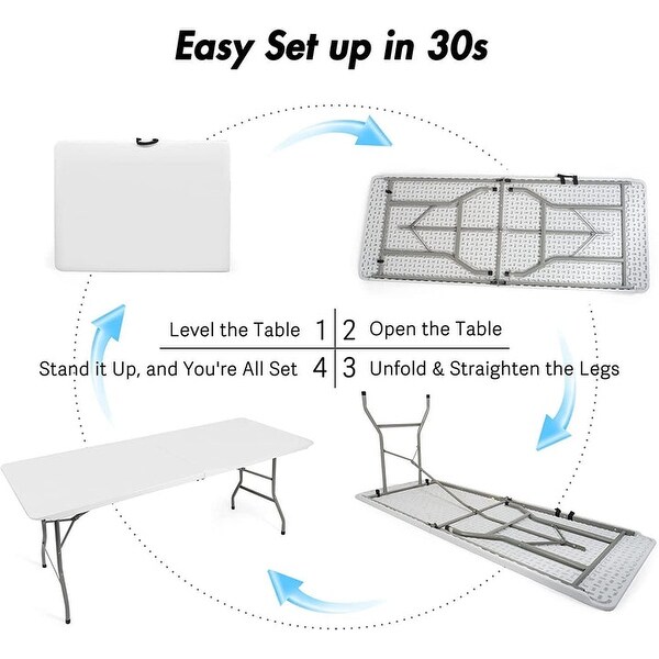 6FT Outdoor Folding Table，FoldinHalf Camping Table w/Handle