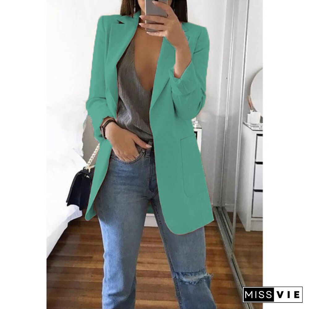 Blazer Women Jackets Summer Ladies Female Coats 5Xl Casual Fashion Basic Notched Slim Solid Office Ladies Outwear Loose New