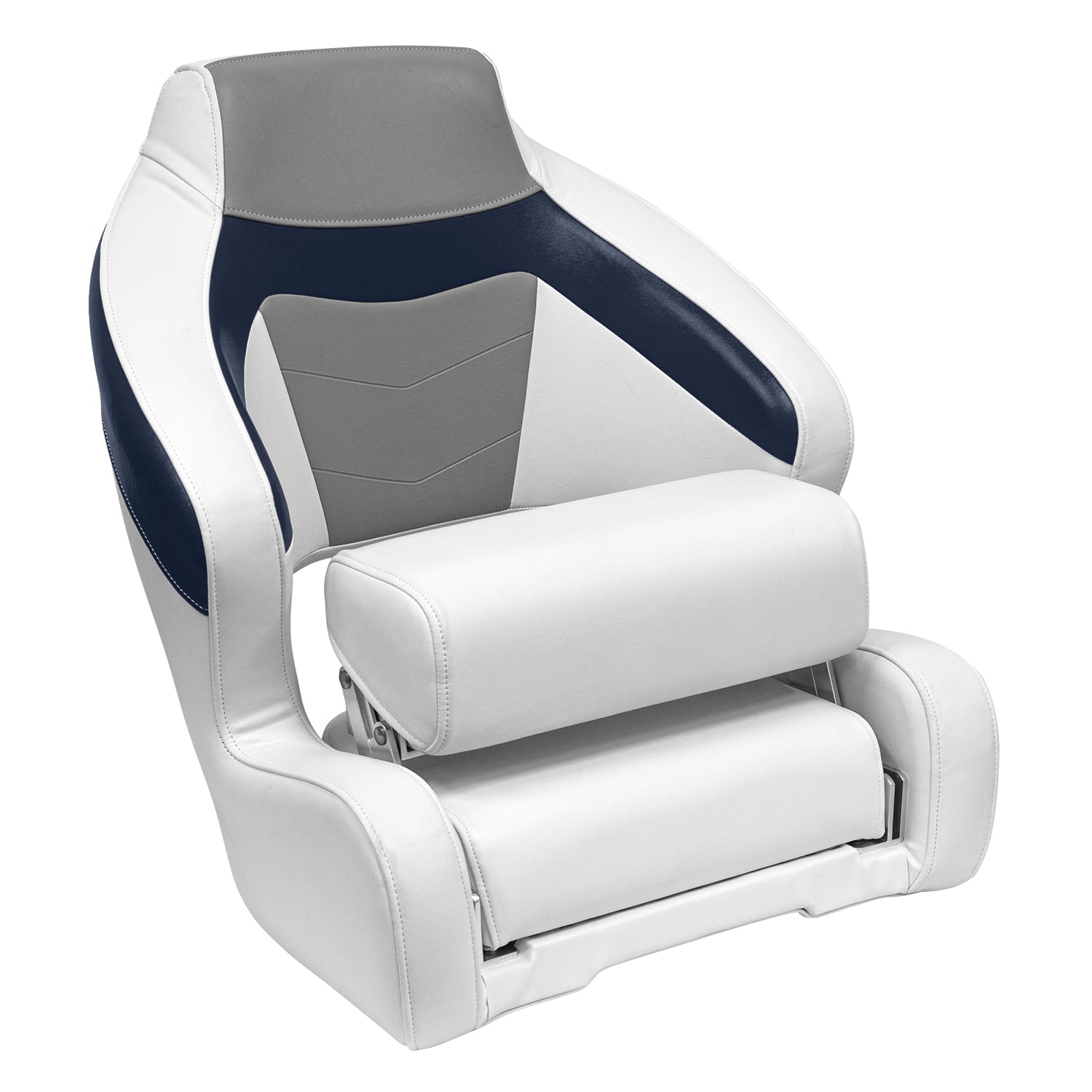 Wise 3338-1773 Baja XL Bucket Seat with Flip-Up Bolster， Brite White / Marble Grey / Midnight Navy