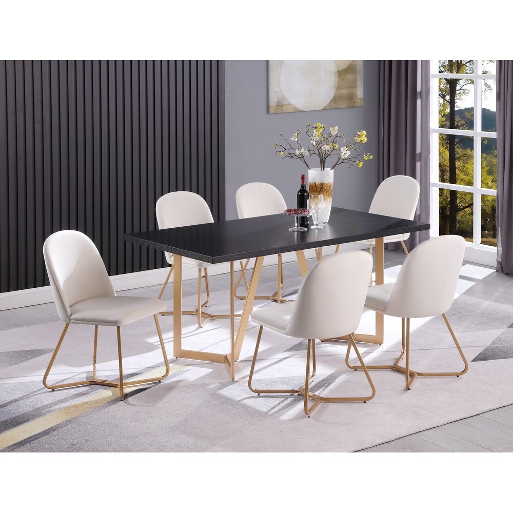 Morden Fort Contemporary luxaury Dinning Table Set with 6 Hexagonal Chair and a DiningTable Set