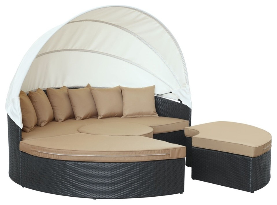 Modway Quest Canopy Outdoor Patio Daybed  Espresso  Orange   Contemporary   Outdoor Lounge Sets   by BisonOffice  Houzz