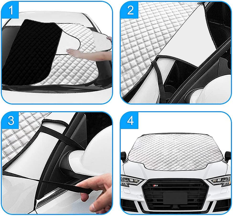 Car Windscreen Cover， Magnetic Folding Windscreen Cover， Universal Windshield Cover， Anti Frost And Snow， Rain， Uv， Dust - 183 X 116 Cm