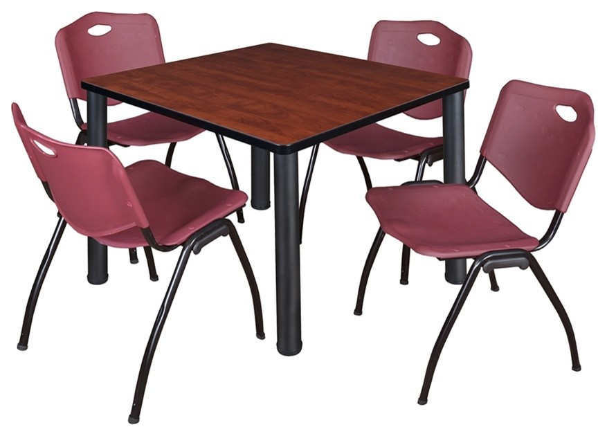 Cain 36 quotSquare Breakroom Table  4   x27M  x27Stack Chairs   Contemporary   Coffee Tables   by BisonOffice  Houzz