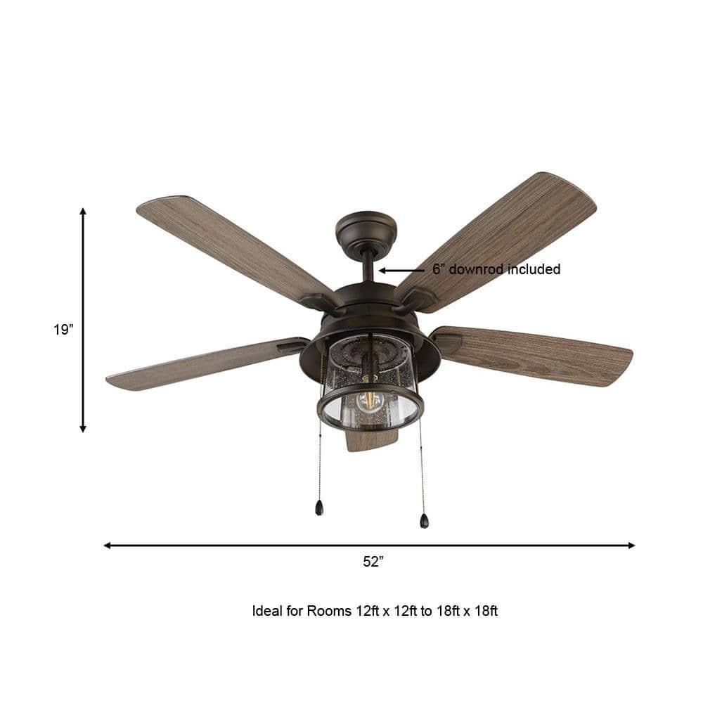 Home Decorators Collection Shanahan 52 in IndoorOutdoor LED Bronze Ceiling Fan with Light Kit Downrod and Reversible Blades