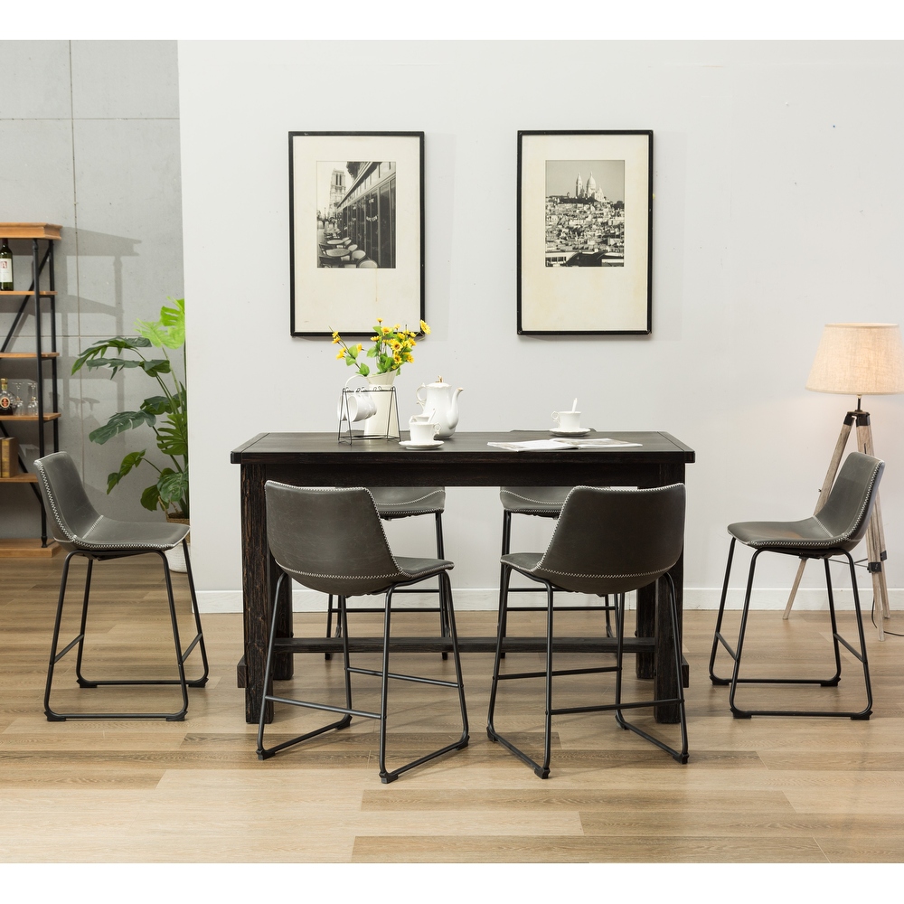 Roundhill Furniture Lotusville 7 pc. Counter height Black Wood Dining Set