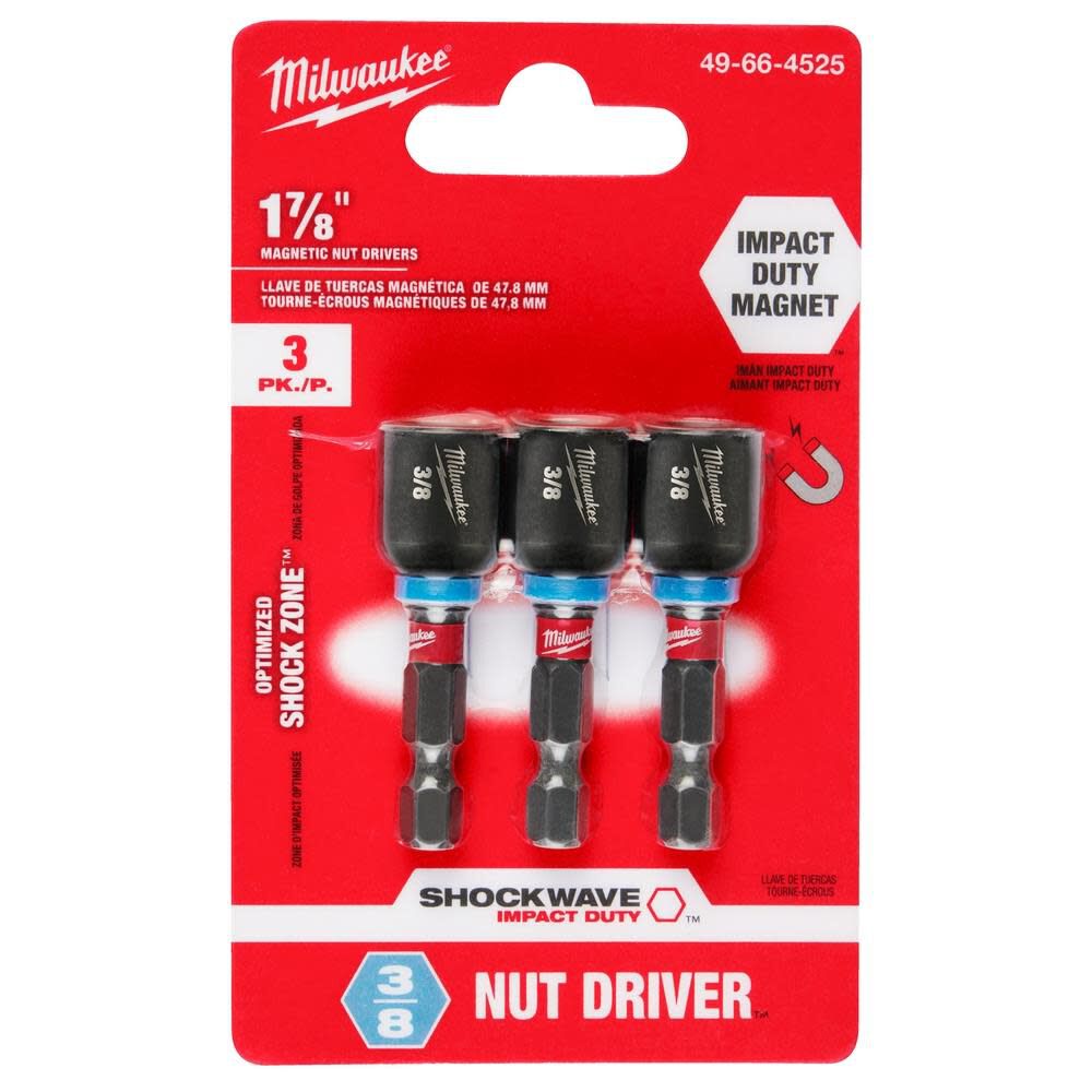 Milwaukee SHOCKWAVE 1-7/8 in. Magnetic Nut Driver 3/8 in. 49-66-4525 from Milwaukee