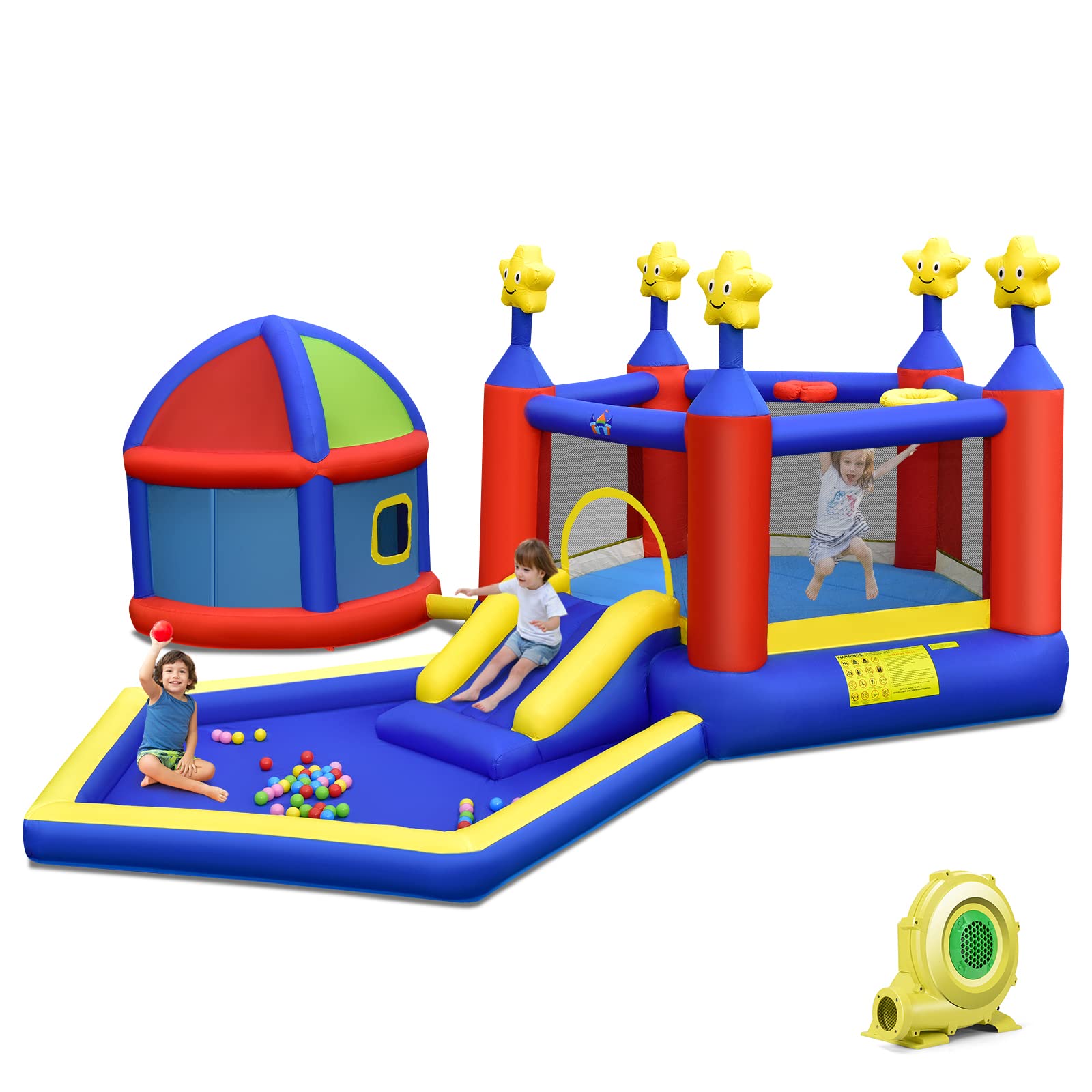 Costzon  Inflatable Bounce House with Playhouse, Star Themed Bouncy Castle