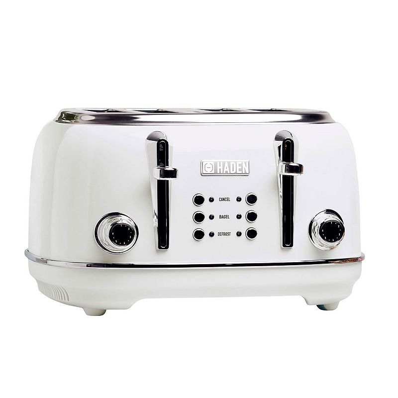 Haden Heritage 1.7 Liter Electric Tea Kettle and 4 Slice Wide Slot Toaster， White