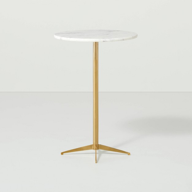 Marble Top Accent Side Table Brass white With Magnolia