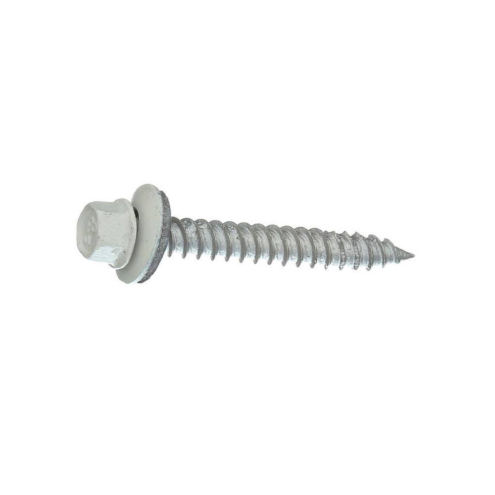 Gibraltar Building Products 1-12 in. Wood Screw #10 Galvanized Hex-Head Roof Accessory in White (250-PieceBag) 987682
