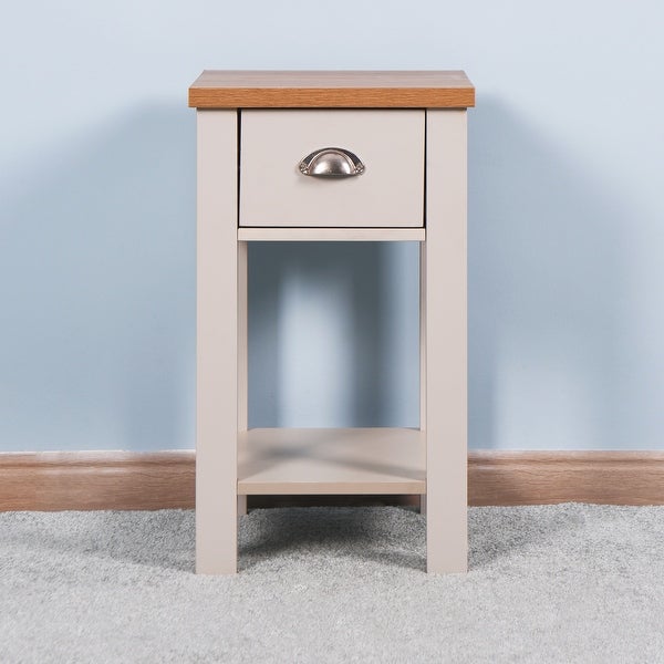 Wooden Side Table with 1 Drawer and 1 Open Shelf