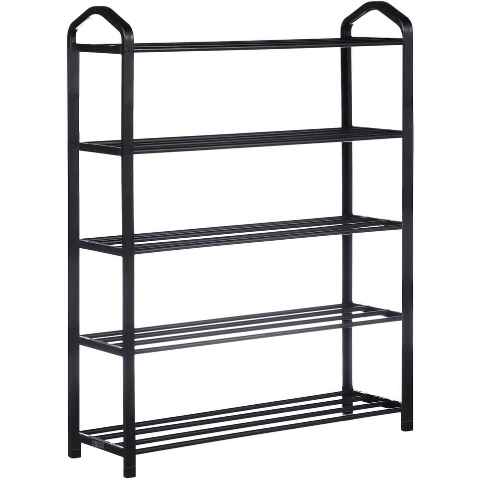 Black Stackable Shoe Rack Sturdy Storage Organizer