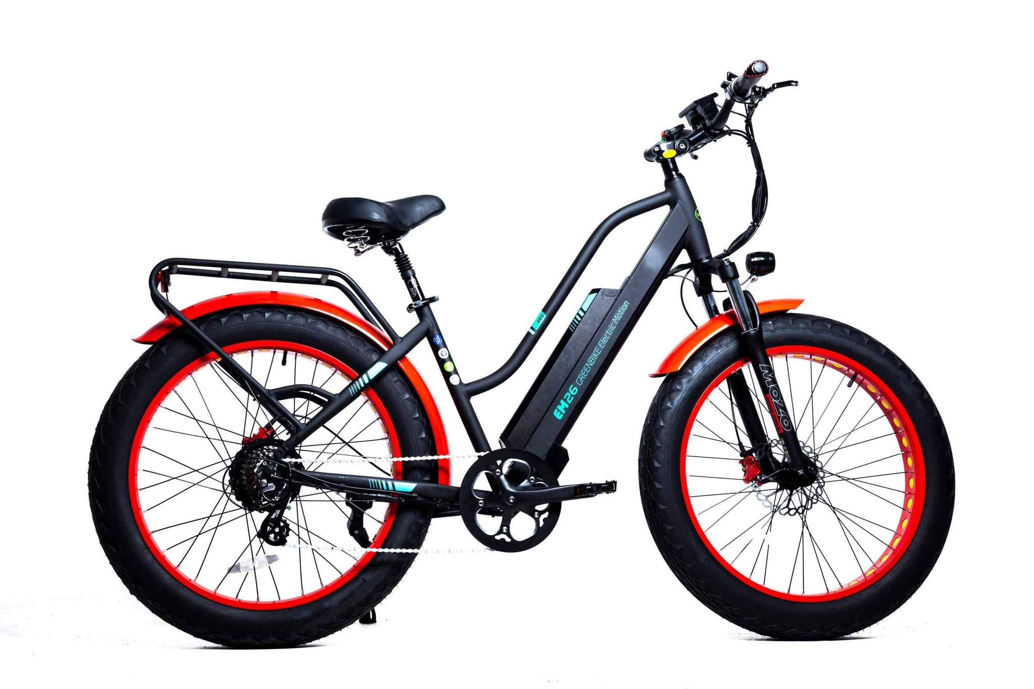 Green Bike Electric EM26 Fat Tire Ebike Low Step Cruiser Frame 48V 750W