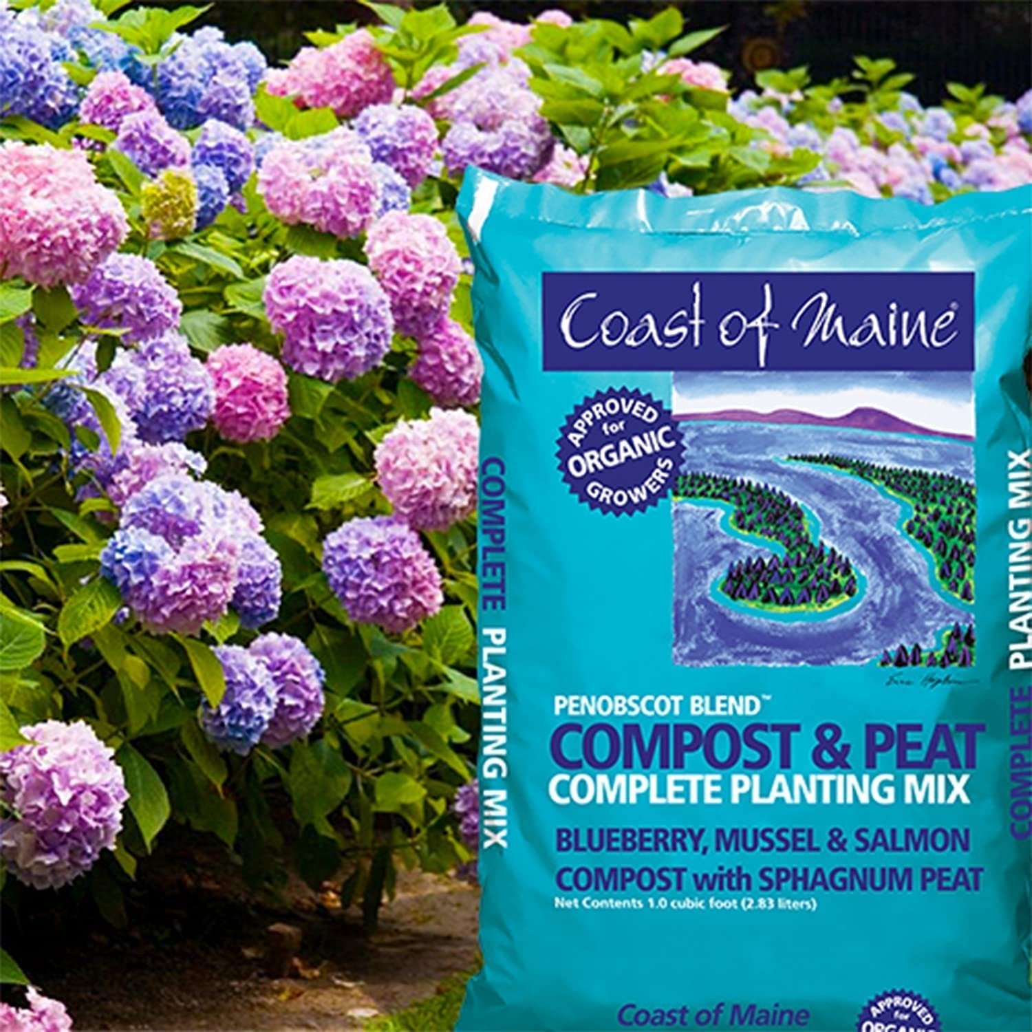 Coast of Maine OMRI Listed Penobscot Blend Organic Compost and Peat Potting Soil Mix for Container Gardens and Flower Pots, 1 Cubic Foot 4 Pack