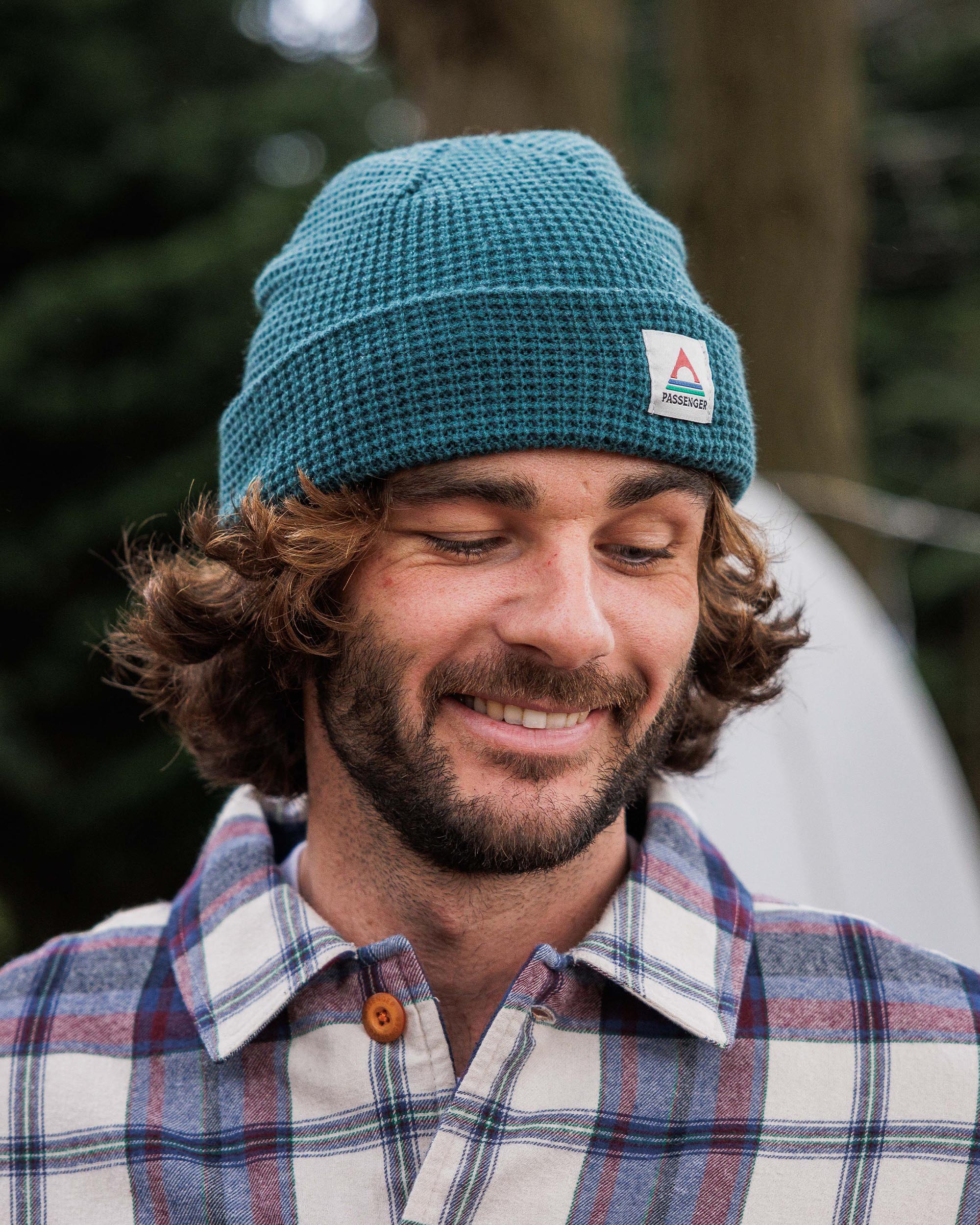 Moss Double Layer Recycled Waffle Beanie - Mediterranean