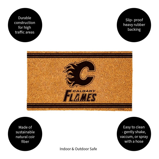 Evergreen Calgary Flameslogo Natural Coir 28 X 16 Inches Indoor Outdoor Doormat