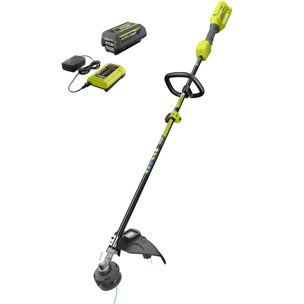 RYOBI 40V Expand-It Cordless Battery Attachment Capable String Trimmer with 4.0 Ah Battery and Charger RY40250