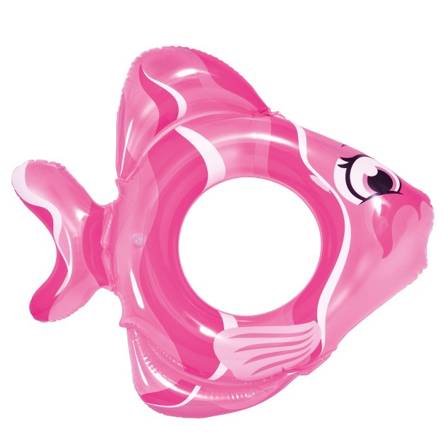 Pink Inflatable Fish Children x27 s Swim Ring Tube Float