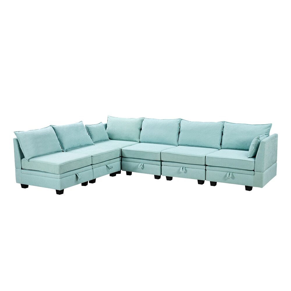 Convertible L shape Sectional Sofa Modern Modular Sleeper Sofa Bed  Living Room Reversible Chaise Couch w/ Seat Storage  Pillows