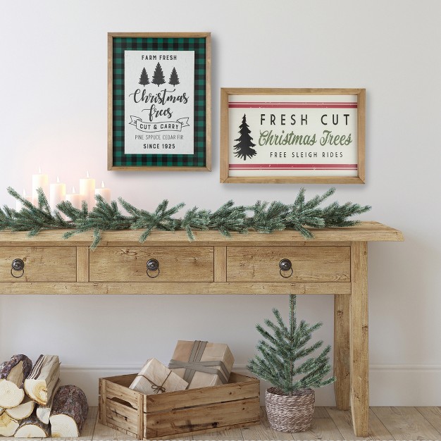 Buffalo Plaid Wooden Framed quot farm Fresh Christmas Trees quot Wall Decor