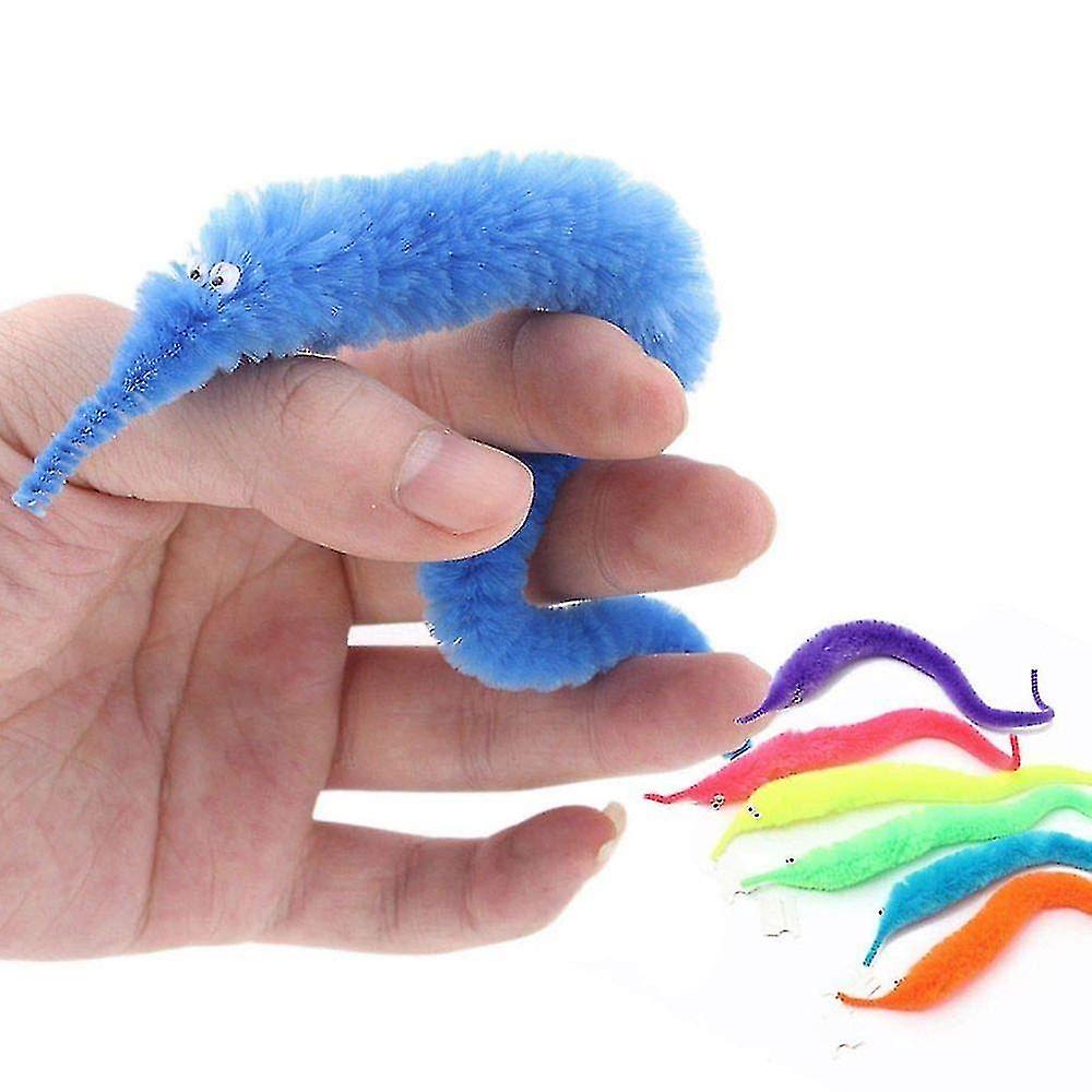 Set Of 12 Magic Twisty Wiggly Worms Toy Fuzzy Plush Stress Relief Fidget Fiddle Toys - Autism Specia