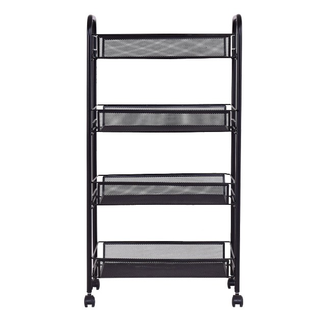 Costway 4 Tier Storage Rack Trolley Cart Home Kitchen Organizer Utility Baskets Black