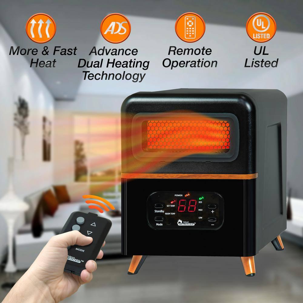 Dr Infrared Heater Dual Heating Hybrid Space Heater 1500Watt with Remote More Heat